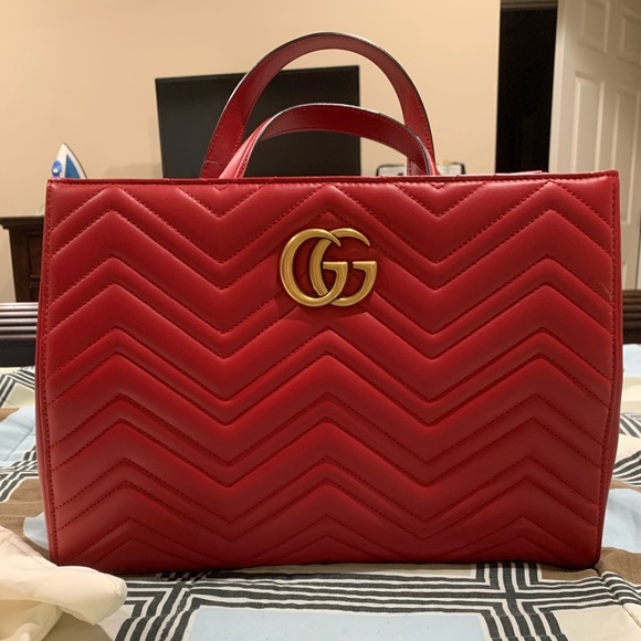 Gucci Handbags - GUCCI BIG MARMONT RARE RED COLOR